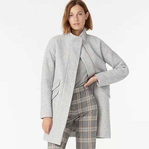 J. Crew Italian Stadium Cloth Wool Heather Dusk Grey Zip Up Cocoon Coat Peacoat